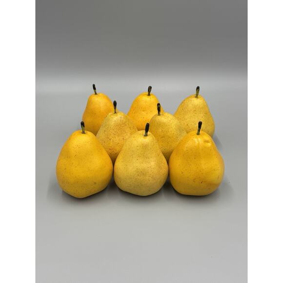 Vintage Pears Artificial Yellow Realistic Faux Fruit Lot Of 8 - Picture 1 of 5